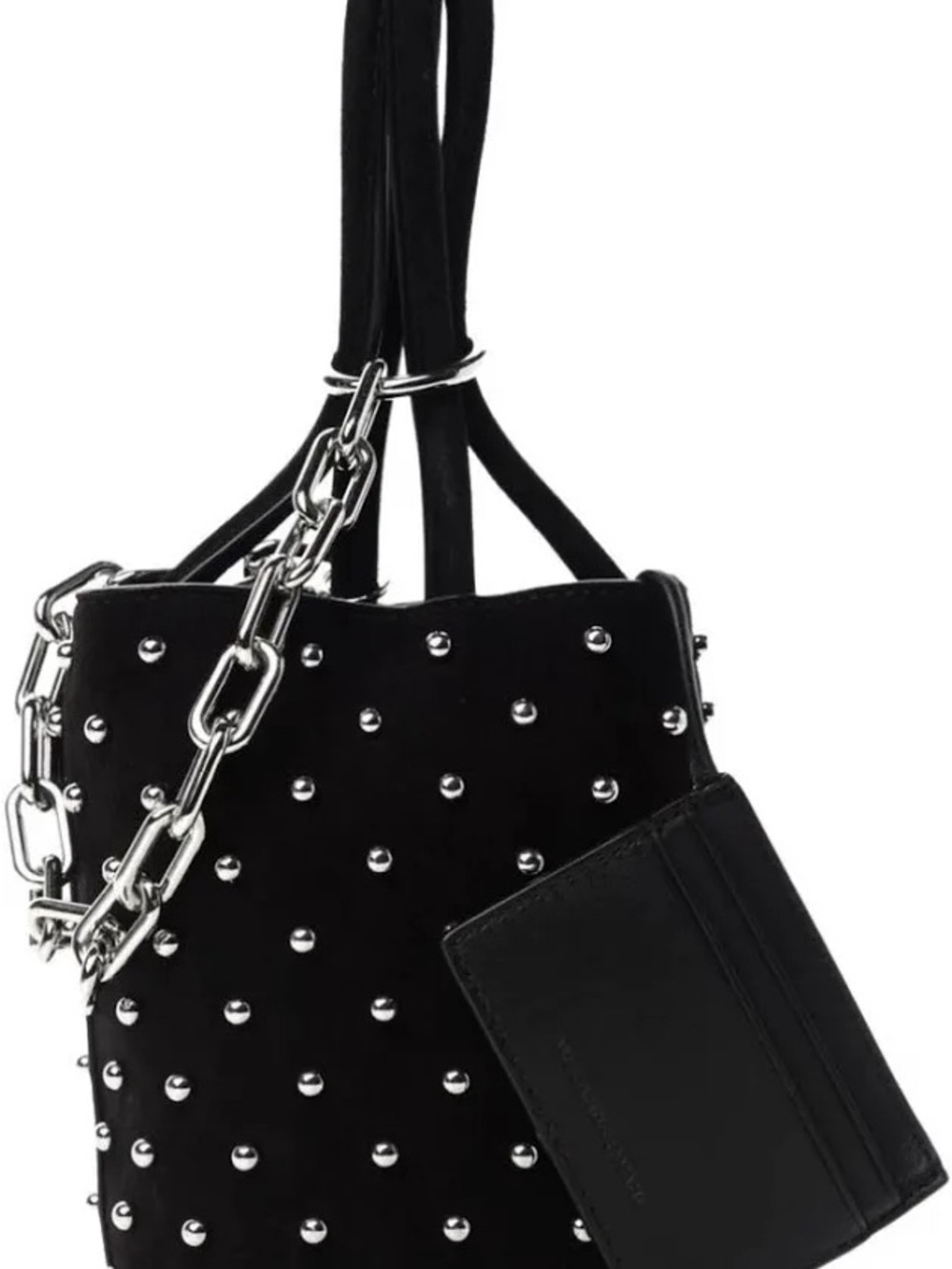 Alexandra Wang Black Studded Bucket Bag with Chain